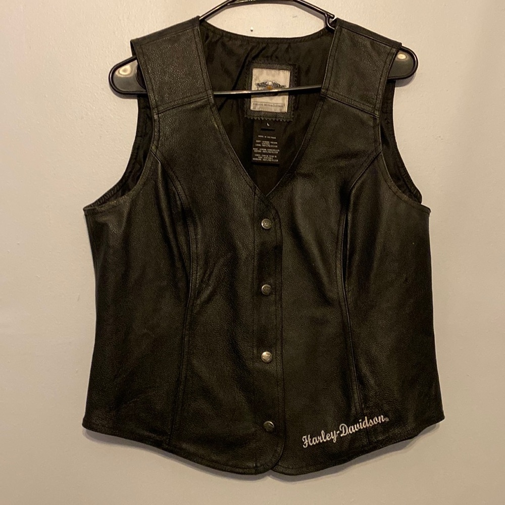 Harley Davidson Womens Leather Vest Size L